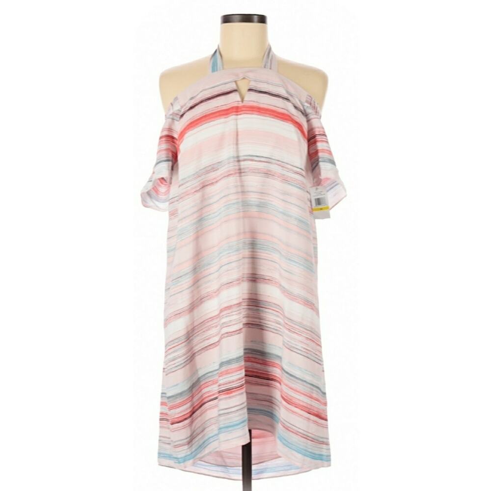 1.STATE On Point halter off the shoulder striped shift dress Size Medium NEW